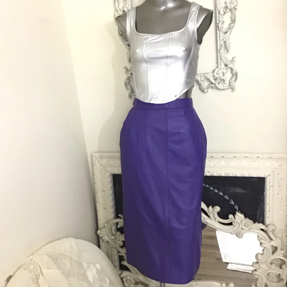 VINTAGE Chia Purple Leather Jacket - Picture 8 of 16